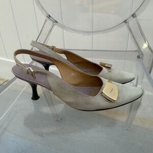 Tod's Beige Suede Slingback Heels Pumps Size 36.5 Women's Sz 6 Italy Please See